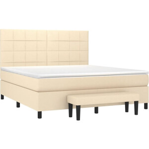 vidaXL Boxspring - Boxspringbed - Boxspring met matras stof crèmekleurig 160x200 cm - Creme Kleurtone - Slaapcomfort - Pocketing Matras