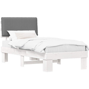 vidaXL - Bedframe - met - Gevoerde - Hoofdbord - Lichtgrijs - 90 - x - 190 - cm
