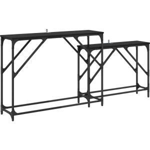 vidaXL - Wandtafel - 2 - pcs - Zwart - Eiken - 100 - x - 28 - x - 75 - cm - Bewerkt - hout