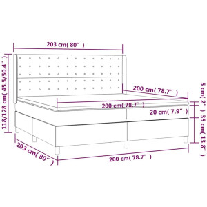vidaXL - Boxspring - met - matras - stof - donkergrijs - 200x200 - cm