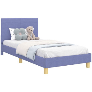 vidaXL - Kinderen - bedframe - met - hoofdboard - Jeans - Blauw - 80 - x - 200 - cm - Stof