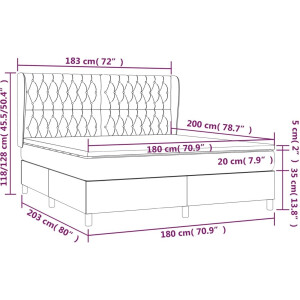 vidaXL - Boxspring - met - matras - stof - blauw - 180x200 - cm