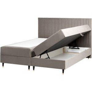 DAME - Boxspringbed - Taupe - 180 x 200 cm - Fluweel