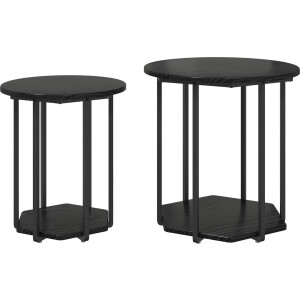 vidaXL - Bijzettafelset - 2 - st - Zwart - Eiken - 50 - x - 50 - x - 50,5 - cm