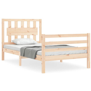 vidaXL - Bedframe - met - hoofdbord - massief - hout