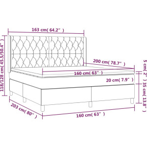 vidaXL - Boxspring - met - matras - stof - crèmekleurig - 160x200 - cm