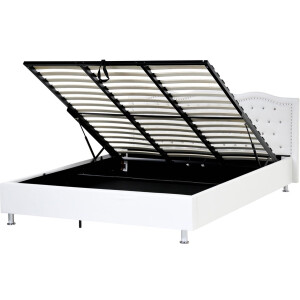 BELIANI METZ - Bed met opbergruimte - Wit - 180 x 200 cm - Kunstleer