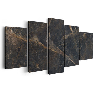 Artaza Canvas Schilderij Vijfluik Abstracte Kunst - Goud Marmer - 200x100 - Groot - Foto Op Canvas - Canvas Print