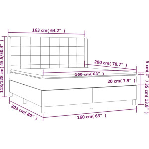 vidaXL - Boxspring - met - matras - stof - donkergrijs - 160x200 - cm