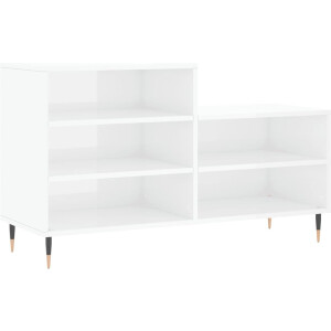 vidaXL - Schoenenkast - 102x36x60 - cm - bewerkt - hout - hoogglans - wit