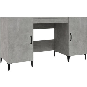 vidaXL - Bureau - 140x50x75 - cm - bewerkt - hout - betongrijs