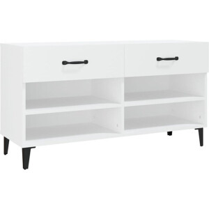 vidaXL - Schoenenkast - 102x35x55 - cm - bewerkt - hout - wit
