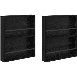 vidaXL - Tijdschriftenrek - 2 - pcs - Zwart - Eiken - 60 - x - 12 - x - 70 - cm - Bewerkt - hout