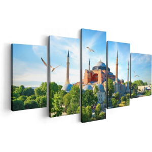 Artaza Canvas Schilderij Vijfluik Hagia Sophia Moskee In Istanbul - 100x50 - Foto Op Canvas - Canvas Print
