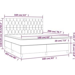 vidaXL - Boxspring - met - matras - stof - taupe - 160x200 - cm