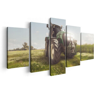 Artaza Canvas Schilderij Vijfluik Tractor op het Gras - Trekker - 100x50 - Foto Op Canvas - Canvas Print