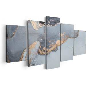 Artaza Canvas Schilderij Vijfluik Abstracte Kunst Grijs Marmer - 100x50 - Foto Op Canvas - Canvas Print