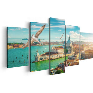 Artaza Canvas Schilderij Vijfluik Venetië Stad vanuit Boven - 100x50 - Foto Op Canvas - Canvas Print