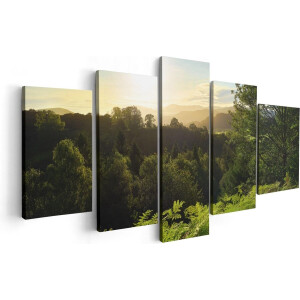 Artaza Canvas Schilderij Vijfluik Zonsondergang Vanuit Een Bos - 100x50 - Foto Op Canvas - Canvas Print