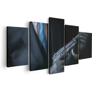 Artaza Canvas Schilderij Vijfluik Maffia Man Met Een Pistool In Handen - 100x50 - Foto Op Canvas - Canvas Print