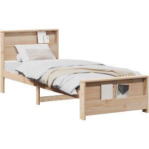 vidaXL - Bedframe - met - plank - Bruin - 90 - x - 190 - cm - Massief - grenenhout