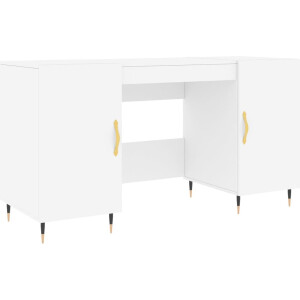 vidaXL Bureau - 140x50x75 cm - Wit - Bewerkt Hout Bureau - Werkplek - Houten Bureau - Witte Bureau - Compact Bureau
