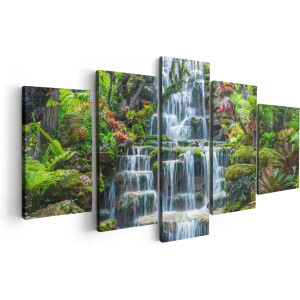 Artaza Canvas Schilderij Vijfluik Tropische Waterval In Thailand - 100x50 - Foto Op Canvas - Canvas Print