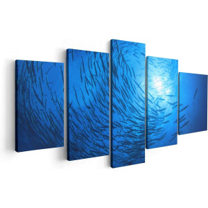 Artaza Canvas Schilderij Vijfluik Zwerm Vissen in de Oceaan - 100x50 - Foto Op Canvas - Canvas Print
