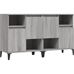 vidaXL - Dressoirs - 2 - st - 60x35x70 - cm - bewerkt - hout - grijs - sonoma - eikenkleur