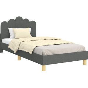 vidaXL - Kinderen - bedframe - met - hoofdboard - Donkergrijs - 90 - x - 190 - cm - Stof
