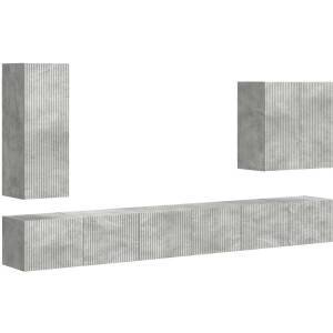 vidaXL - Tv - Wandkast - Set - Wandgemonteerd - 6 - pcs - Beton - Grijs