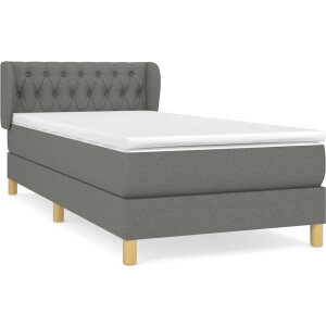 vidaXL - Boxspring - met - matras - stof - donkergrijs - 90x200 - cm