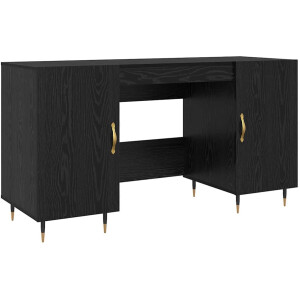 vidaXL - Bureau - Zwart - eiken - Bewerkt - hout - 140 - x - 50 - x - 75 - cm