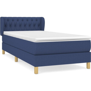 vidaXL - Boxspring - met - matras - stof - blauw - 100x200 - cm