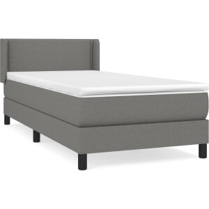 vidaXL - Boxspring - met - matras - stof - donkergrijs - 90x190 - cm