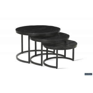 Salontafel 'Arnod' 3-delig Mango Hout Zwart