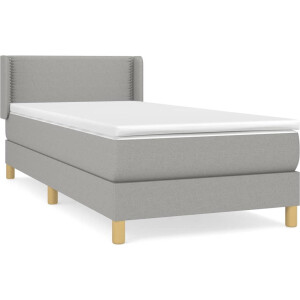vidaXL - Boxspring - met - matras - stof - lichtgrijs - 90x190 - cm
