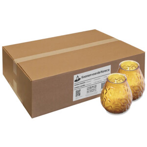 Bolsius Lowboy Amber Kaars Ø95 x 105 mm – 70 Branduren – 12 Stuks – Sfeerkaars in Glazen Houder