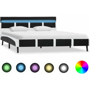 vidaXL - Bedframe - met - LED - kunstleer - zwart - 160x200 - cm