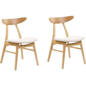 BELIANI LYNN - Eetkamerstoel set van 2 - Lichtbeige - Rubberhout