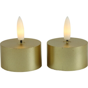 Countryfield LED theelichtjes/waxinelichtjes - 2x st - goud - D4 x H5,2 cm - met timer