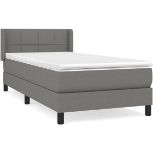 vidaXL - Boxspring - met - matras - stof - donkergrijs - 90x190 - cm