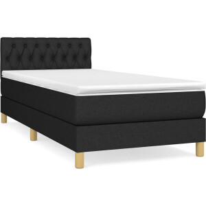 vidaXL - Boxspring - met - matras - stof - zwart - 90x200 - cm