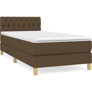 vidaXL - Boxspring - met - matras - stof - donkerbruin - 100x200 - cm