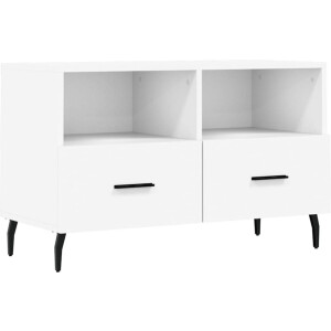 vidaXL - Tv-meubel - 80x36x50 - cm - bewerkt - hout - wit