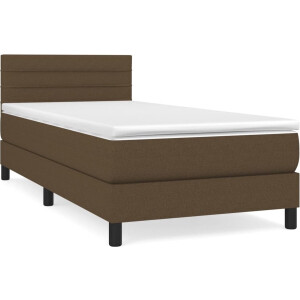 vidaXL - Boxspring - met - matras - stof - donkerbruin - 90x190 - cm