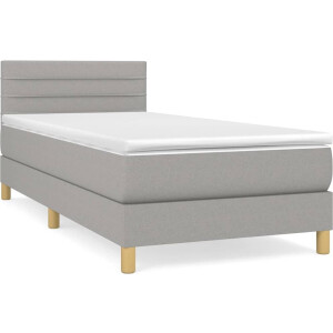 vidaXL - Boxspring - met - matras - stof - lichtgrijs - 80x200 - cm