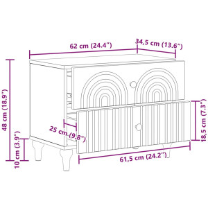 vidaXL - Nachtkastje - Sonoma - Eiken - 62 - x - 34,5 - x - 48 - cm - Bewerkt - hout