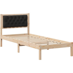 vidaXL - Bedframe - met - hoofdeinde - Zwart - 90 - x - 200 - cm - Massief - grenenhout