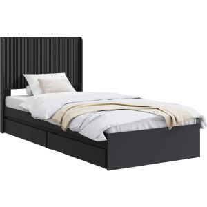vidaXL - Bedframe - met - opbergruimte - en - hoofdbord - Zwart - 90 - x - 190 - cm